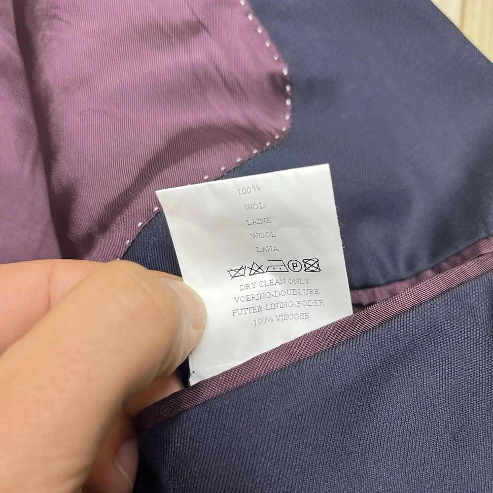 Hubscher Vitale Barberis Canonico Perennial. Wool Navy Blue Sports Coat Mens 38R